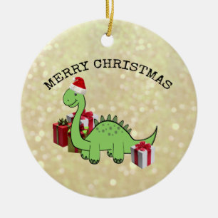 Ornamento De Cerâmica Dinossauro bonito e engraçado para Papais noeis d
