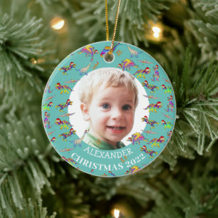 Ornamento De Cerâmica Dinossauro de Natal Foto Personalizada 2022 Cerâmi