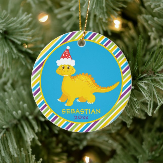Ornamento De Cerâmica Dinossauro de Natal Personalizado e Bonito Strike (Árvore)