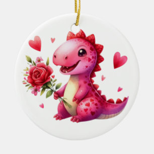 Ornamento De Cerâmica Dinossauro Dia de os namorados bonito