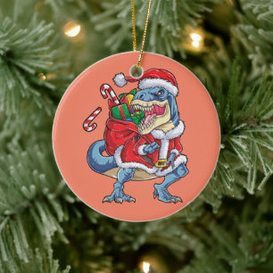 Ornamento De Cerâmica Dinossauro Natal Papai Noel T rex Homens
