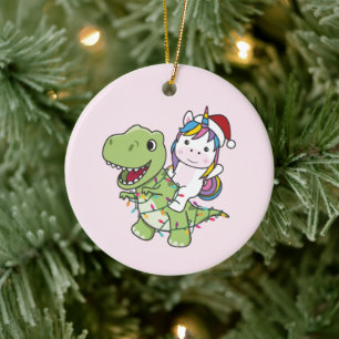 Ornamento De Cerâmica Dinossauro Natal Unicórnio Inverno T-Rex Dino Adu
