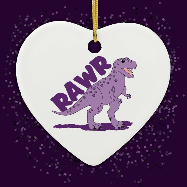 Ornamento De Cerâmica Dinossauro Rex Cute Tyrannosaurus Roxo (Criador carregado)