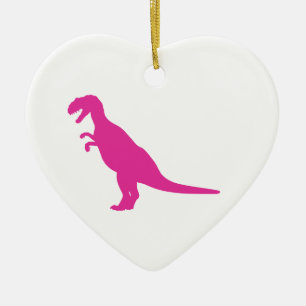 Ornamento De Cerâmica Dinossauro Rosa