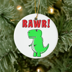 Ornamento De Cerâmica Dinossauro T-Rex Desenho Animado Verde Fofo e Zang