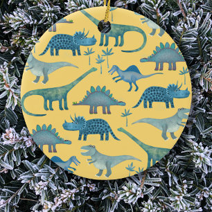 Ornamento De Cerâmica Dinossauros Amarelo e Azul-Cons