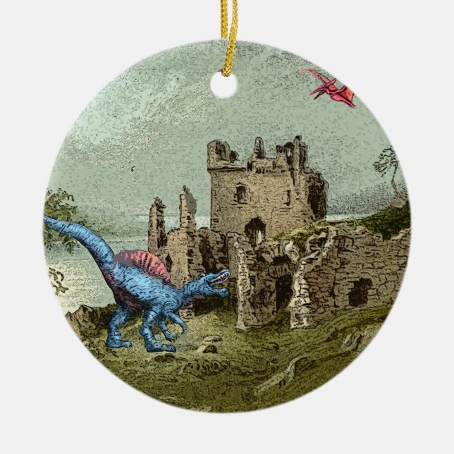 Ornamento De Cerâmica Dinossauros Da Escócia 1895 (Frente)