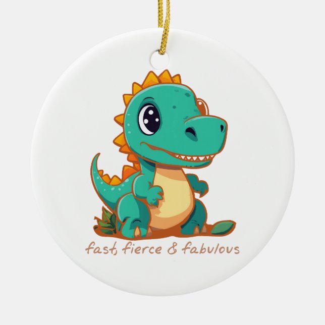 Ornamento De Cerâmica Dinossauros Ferozes (Frente)