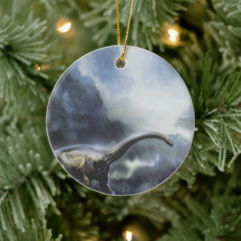 Ornamento De Cerâmica Dinossauros Vintage, Barapassauro com Nuvens de Te