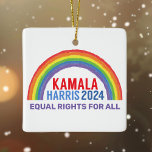 Ornamento De Cerâmica Direitos LGBTQ do Arco-Íris 2024<br><div class="desc">Vote em Kamala Harris em 2024. Enfeites de natal político bonito para eleitores democratas LGBTQ na América. Ordene esta design eleitoral com a mensagem LGBT para direitos iguais para todos.</div>