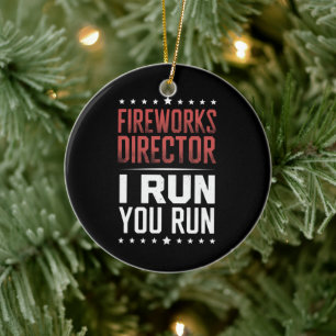 Ornamento De Cerâmica Diretor de Fogos de Artifício Eu Corro Você Corre