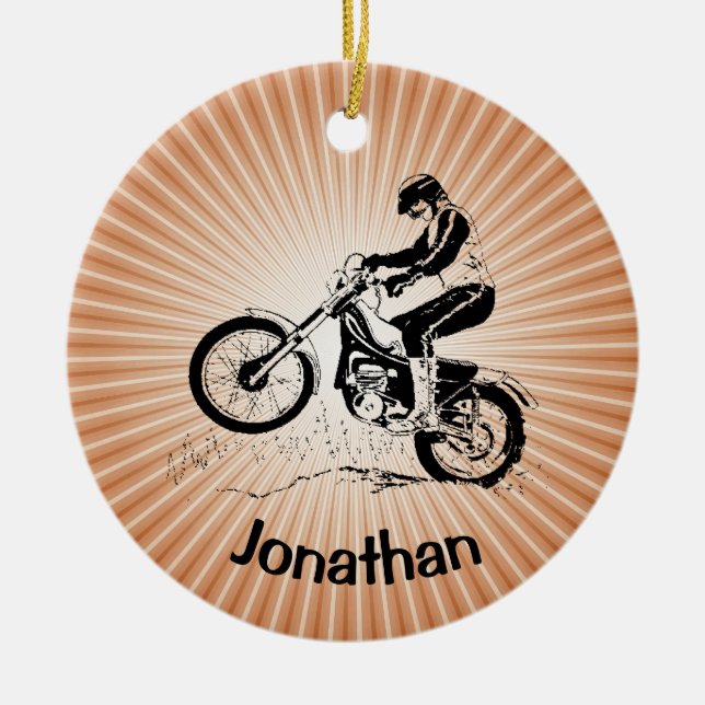 Ornamento De Cerâmica Dirt Bike Ornament (Frente)