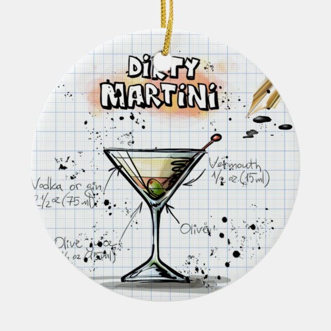 Ornamento De Cerâmica Dirty Martini Ornament Round (Frente)