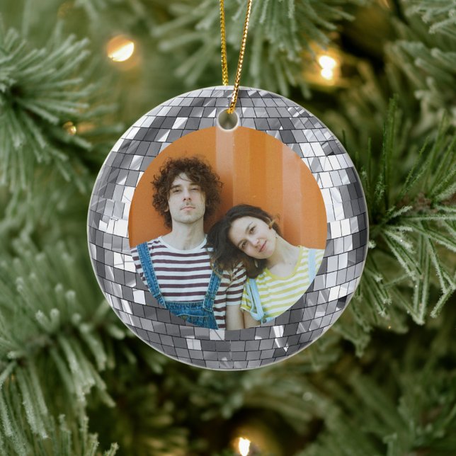 Ornamento De Cerâmica Disco Ball Christmas Funky Peace and Love (Criador carregado)
