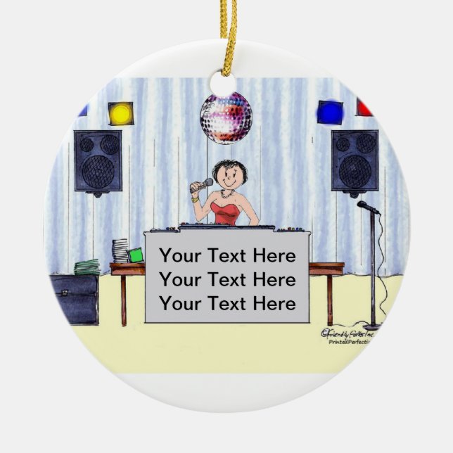 Ornamento De Cerâmica Disco Jockey/MC - Fêmea (Frente)