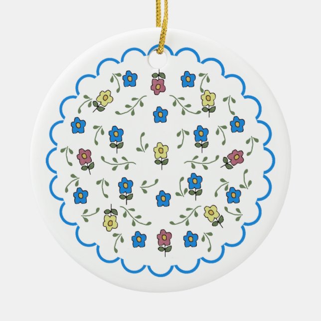 Ornamento De Cerâmica Ditsy Ornament Floral (Frente)