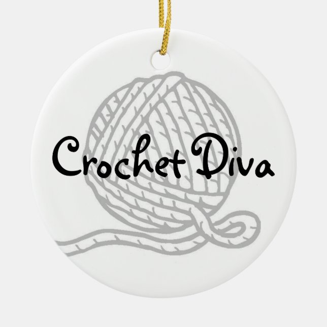 Ornamento De Cerâmica Diva do Crochet (Frente)