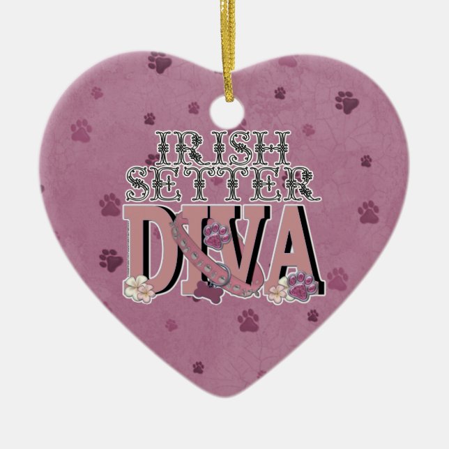Ornamento De Cerâmica DIVA do setter irlandês (Frente)
