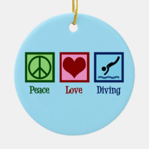 Ornamento De Cerâmica Dive Team Peace Love Diving