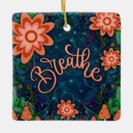 Ornamento De Cerâmica Diversão Floral Azul Respiração Encouaging Inspiri