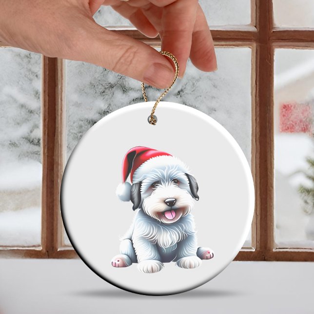 Ornamento De Cerâmica Diversão Personalizada - Antigo Cão de Natal do Sh (Criador carregado)