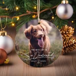 Ornamento De Cerâmica Divertido Malicioso A Boa Lista Foto de Pet Natal