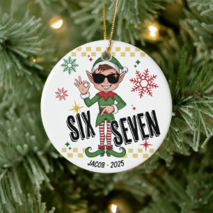 Ornamento De Cerâmica Divertido Seis Sete 67 Meme Natal Elfo Férias Pers