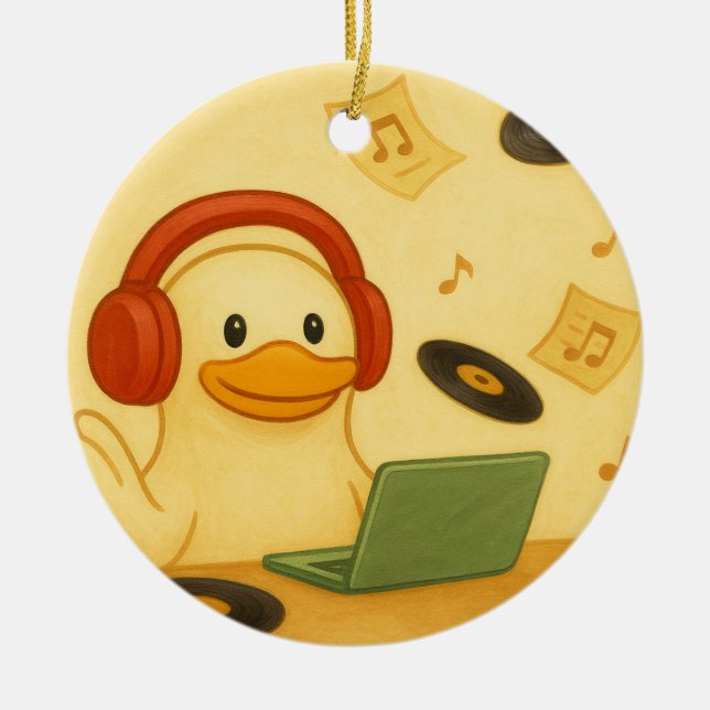 Ornamento De Cerâmica DJ Feliz (Frente)