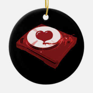 Ornamento De Cerâmica DJ Heart Turntable