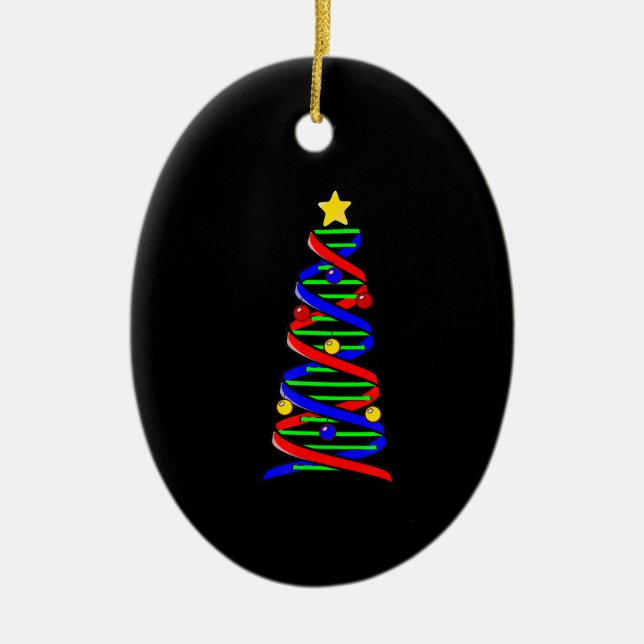 Ornamento De Cerâmica DNA Helix Christmas Tree Life Science Biology (Frente)