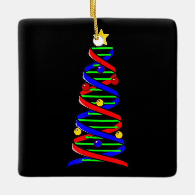 Ornamento De Cerâmica DNA Helix Christmas Tree Life Science Biology (Frente)