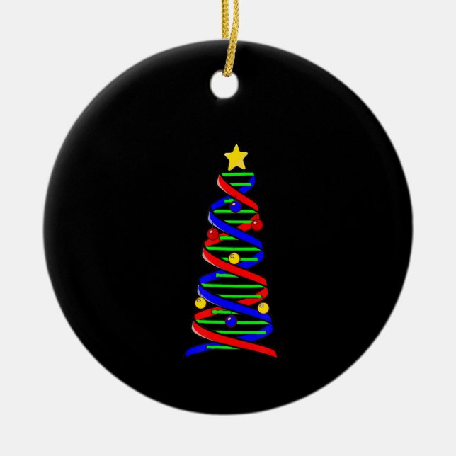 Ornamento De Cerâmica DNA Helix Christmas Tree Life Science Biology (Frente)