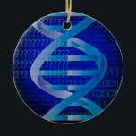Ornamento De Cerâmica DNA ID Blue Medical Science<br><div class="desc">Uma design legal,  moderna e divertida inspirada na ciência médica. O presente perfeito para todos os médicos,  enfermeiros,  cientistas,  professores de ciência,  técnicos de laboratório,  estudantes de ciência,  enfim,  qualquer geek de ciência em sua vida (e isso inclui você)! Projetado pela Science Geekness © em http://www.zazzle.com/sciencegeekness*</div>