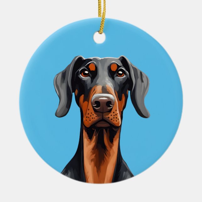 Ornamento De Cerâmica Doberman (Frente)