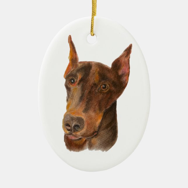 Ornamento De Cerâmica Doberman Pinscher (Frente)