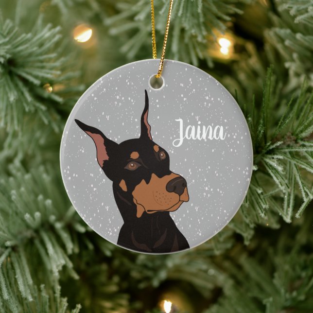 Ornamento De Cerâmica Doberman Pinscher de Natal (Árvore)