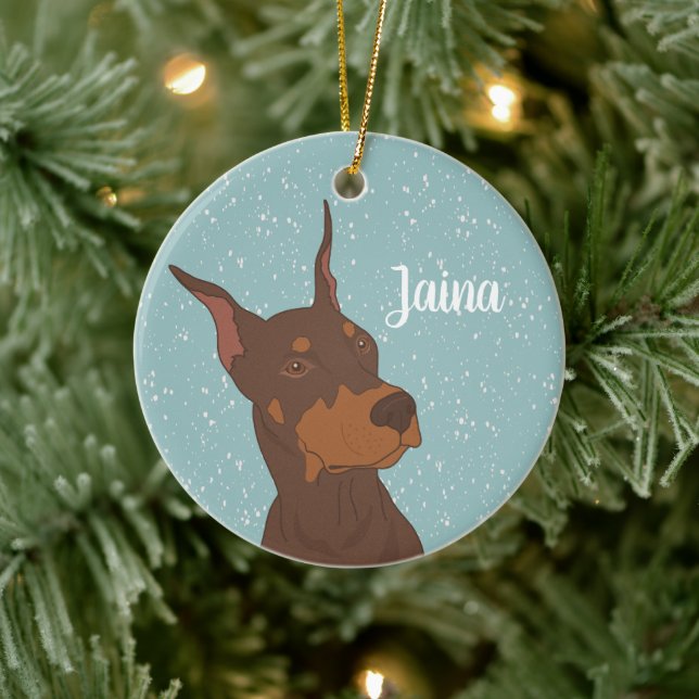 Ornamento De Cerâmica Doberman Pinscher de Natal (Árvore)