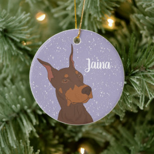 Ornamento De Cerâmica Doberman Pinscher de Natal