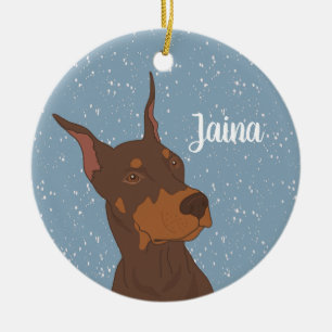 Ornamento De Cerâmica Doberman Pinscher de Natal