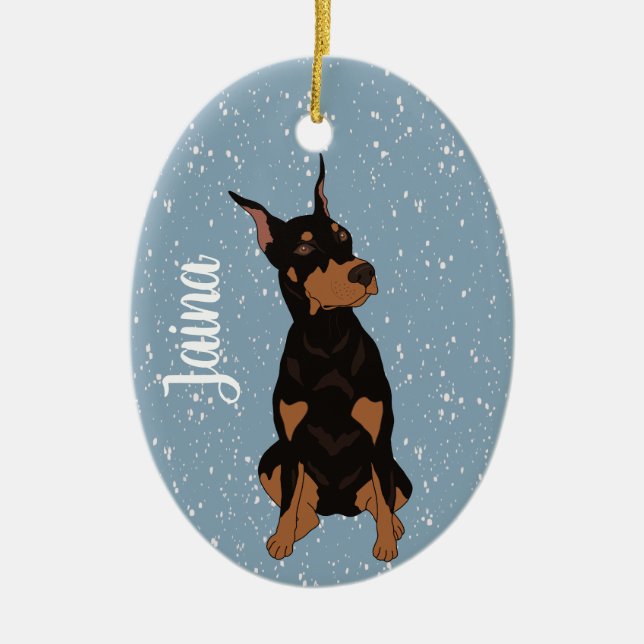 Ornamento De Cerâmica Doberman Pinscher de Natal (Frente)