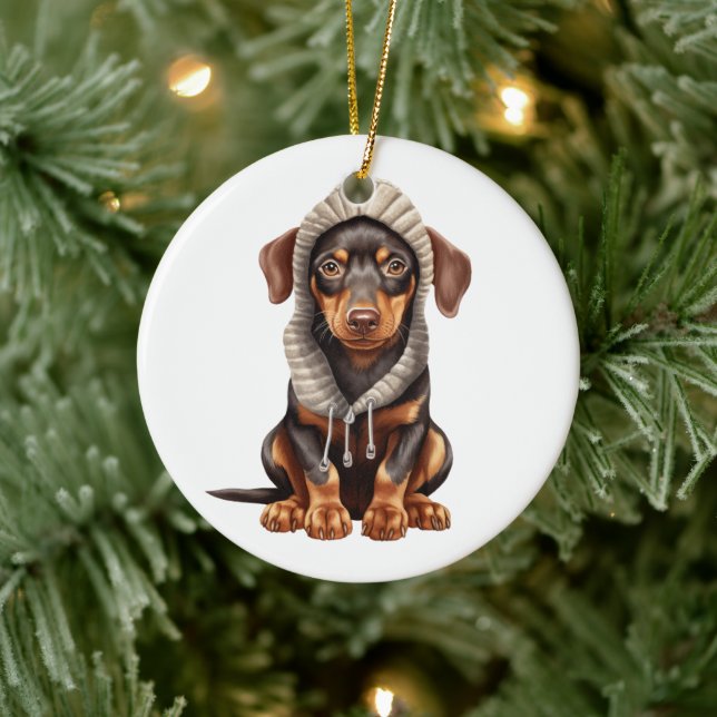 Ornamento De Cerâmica Doberman Pinscher Dog Art Personalizado (Árvore)