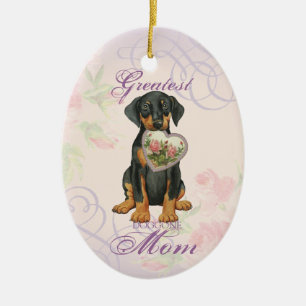 Ornamento De Cerâmica Doberman Pinscher Heart Mãe Cerâmica
