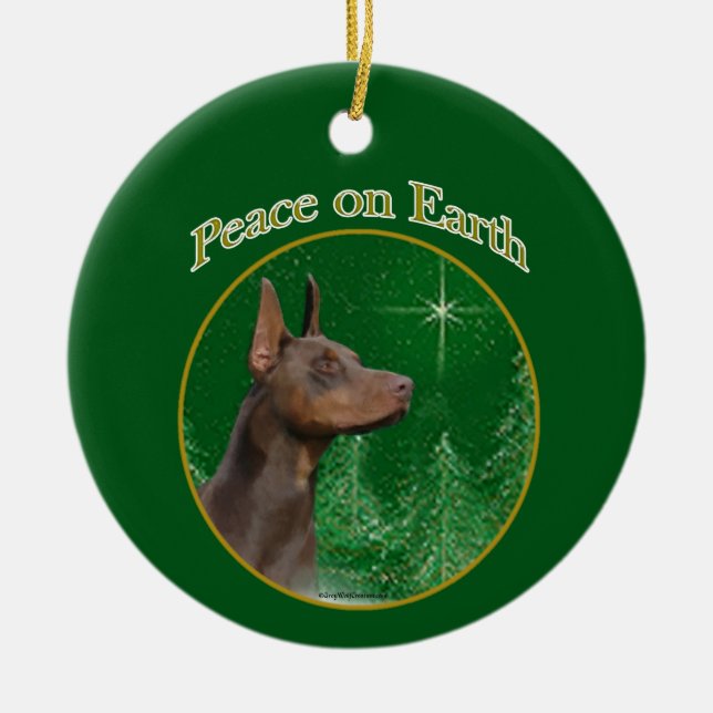 Ornamento De Cerâmica Doberman Pinscher Peace (Frente)