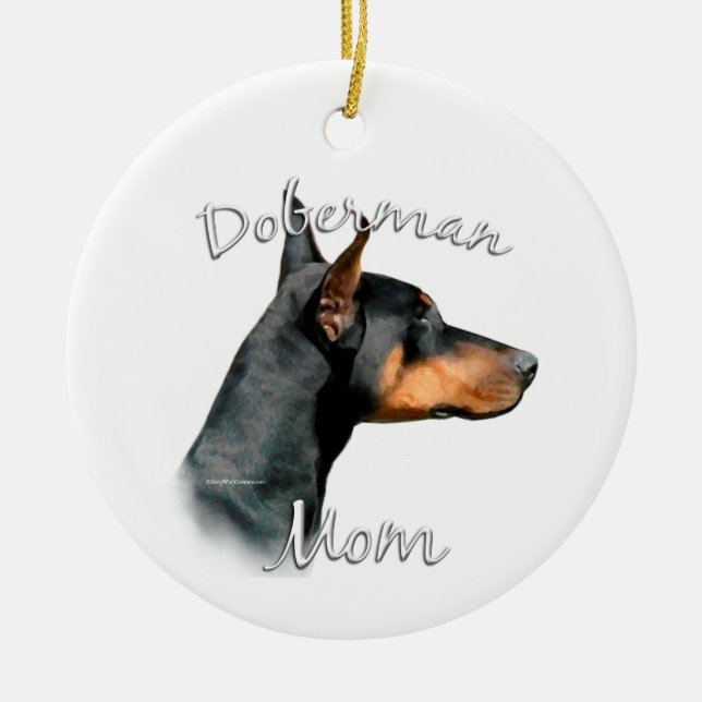 Ornamento De Cerâmica Doberman Pinscher (preto) Mãe 2 (Frente)