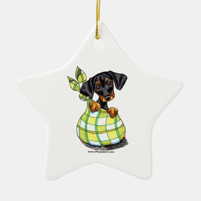 Ornamento De Cerâmica Doberman Pinscher Sack Puppy (Frente)