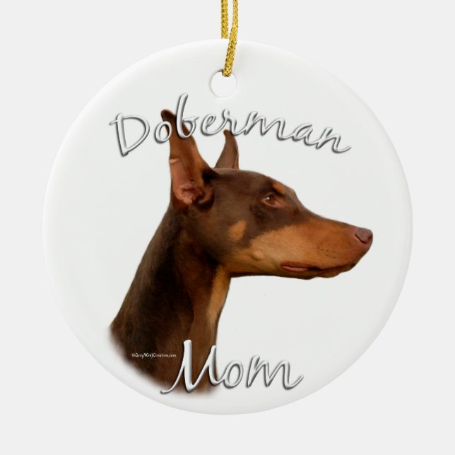 Ornamento De Cerâmica Doberman Pinscher (vermelho) Mãe 2 (Frente)