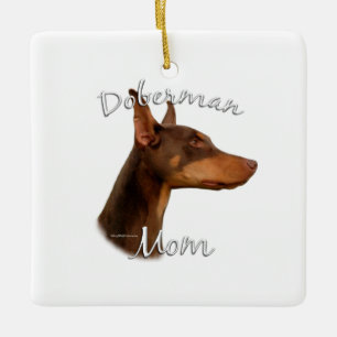 Ornamento De Cerâmica Doberman Pinscher (vermelho) Mãe 2