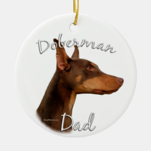 Ornamento De Cerâmica Doberman Pinscher (vermelho) Pai 2