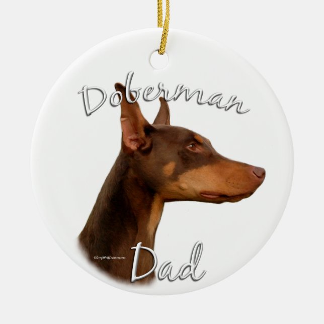 Ornamento De Cerâmica Doberman Pinscher (vermelho) Pai 2 (Frente)