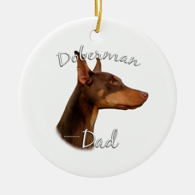 Ornamento De Cerâmica Doberman Pinscher (vermelho) Pai 2 (Frente)